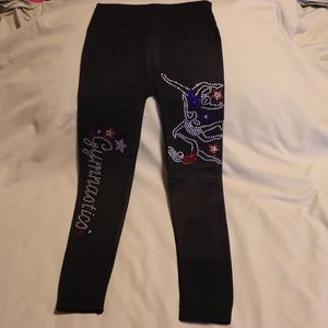 Black Gymnastics Rhinestone Leggings